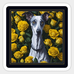 Whippet yellow roses 2 Sticker